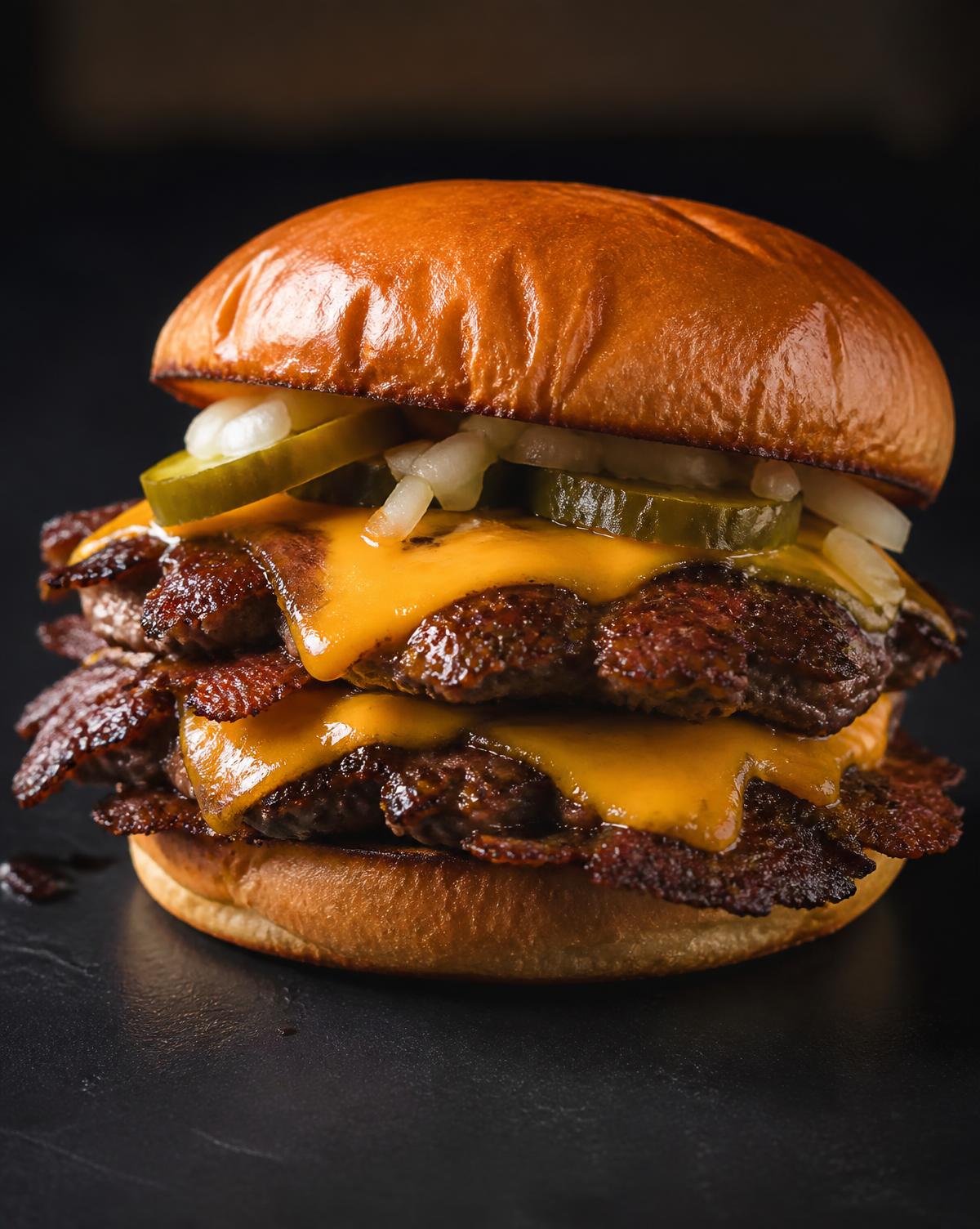 Smash burger with lacy crisp edges